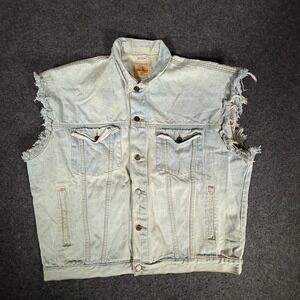 Hard Rock Cafe Beijing Denim Vest "Save the Planet" Sleeveless Jacket XXL